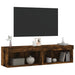 Comode TV cu lumini LED, 2 buc., stejar fumuriu, 60x30x30 cm - WALTI WALTI