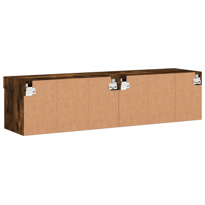 Comode TV cu lumini LED, 2 buc., stejar fumuriu, 60x30x30 cm - WALTI WALTI