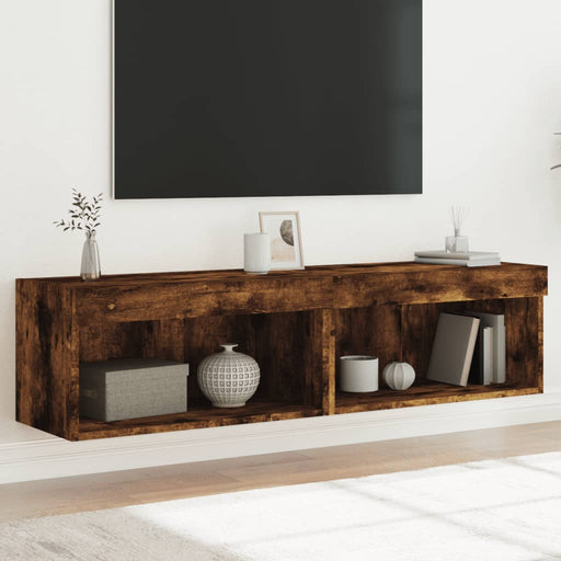 Comode TV cu lumini LED, 2 buc., stejar fumuriu, 60x30x30 cm - WALTI WALTI