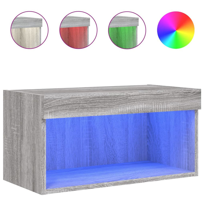 Comodă TV cu lumini LED, gri sonoma, 60x30x30 cm - WALTI WALTI
