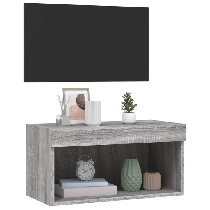 Comodă TV cu lumini LED, gri sonoma, 60x30x30 cm - WALTI WALTI