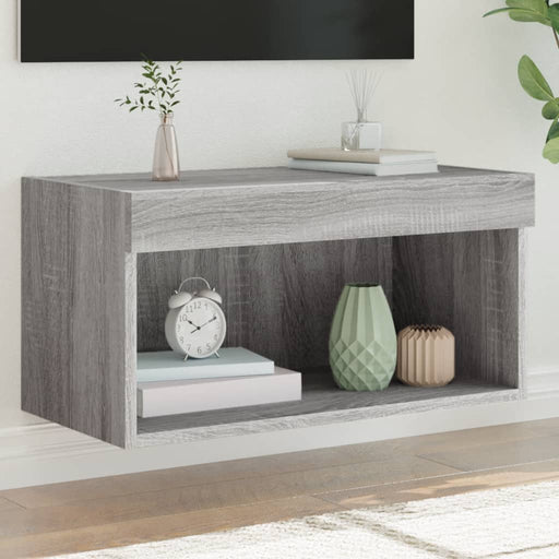 Comodă TV cu lumini LED, gri sonoma, 60x30x30 cm - WALTI WALTI