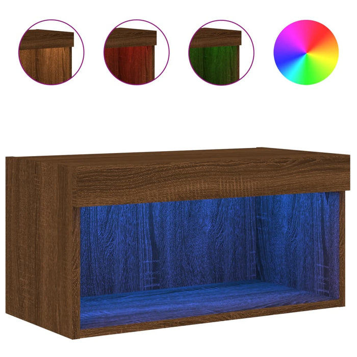 Comodă TV cu lumini LED, stejar maro, 60x30x30 cm - WALTI WALTI
