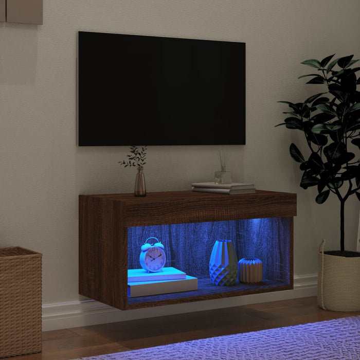 Comodă TV cu lumini LED, stejar maro, 60x30x30 cm - WALTI WALTI