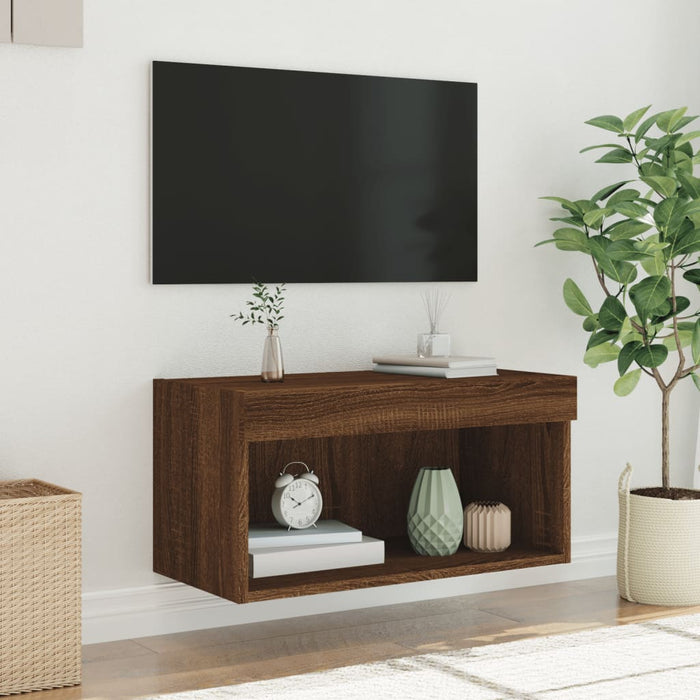 Comodă TV cu lumini LED, stejar maro, 60x30x30 cm - WALTI WALTI