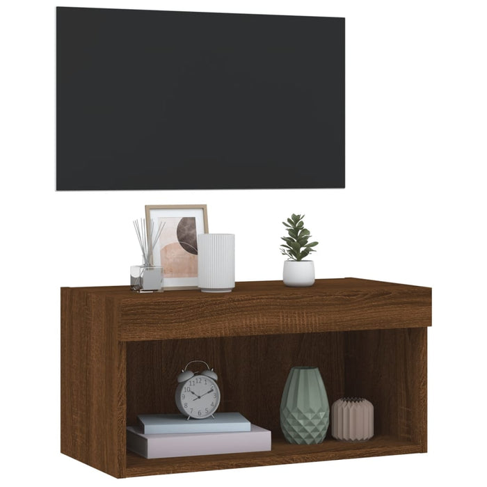 Comodă TV cu lumini LED, stejar maro, 60x30x30 cm - WALTI WALTI