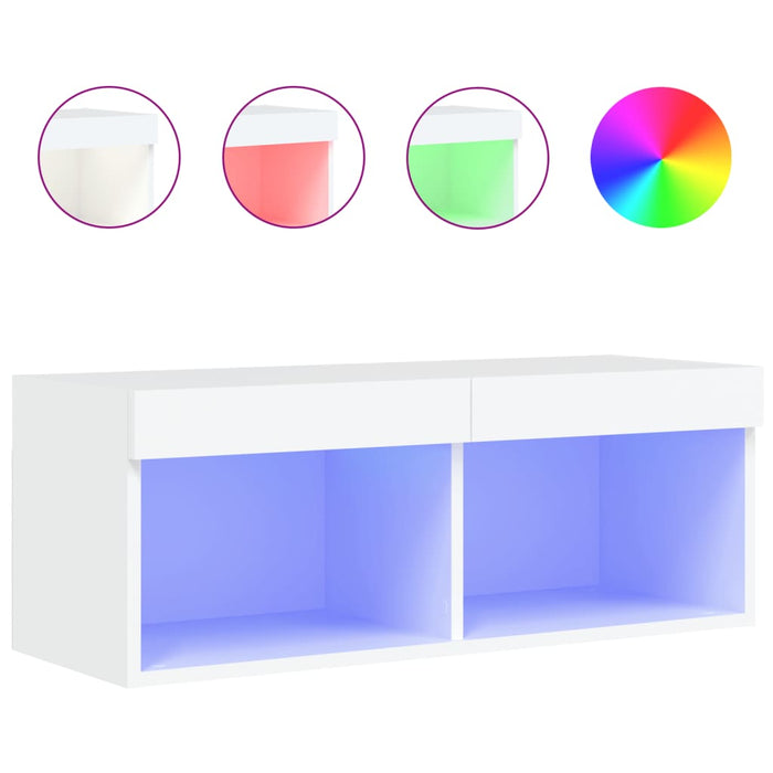 Comodă TV cu lumini LED, alb, 80x30x30 cm - WALTI WALTI