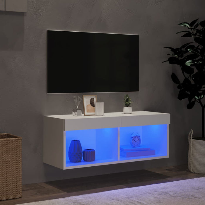 Comodă TV cu lumini LED, alb, 80x30x30 cm - WALTI WALTI