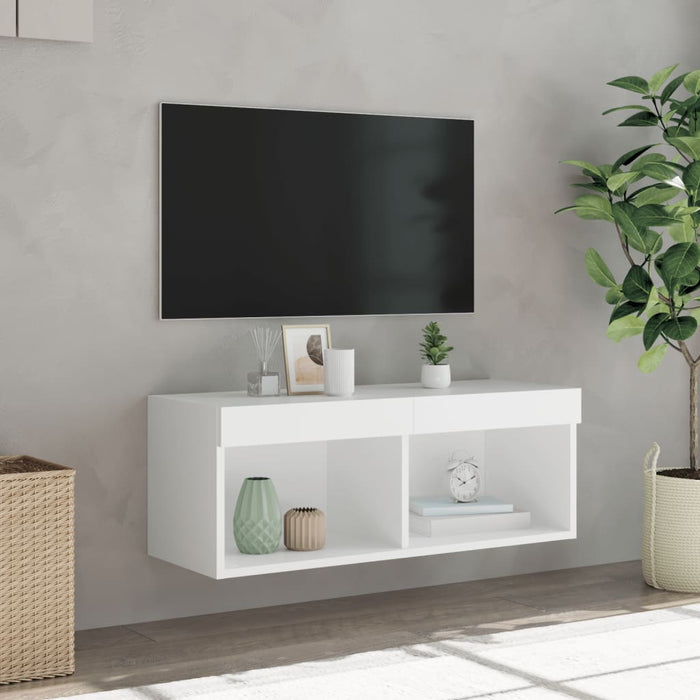 Comodă TV cu lumini LED, alb, 80x30x30 cm - WALTI WALTI