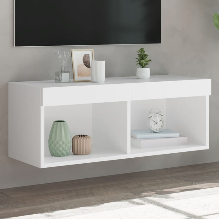 Comodă TV cu lumini LED, alb, 80x30x30 cm - WALTI WALTI