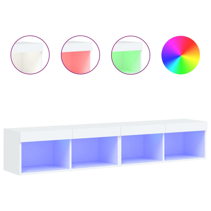 Comode TV cu lumini LED, 2 buc., alb, 60x30x30 cm - WALTI WALTI