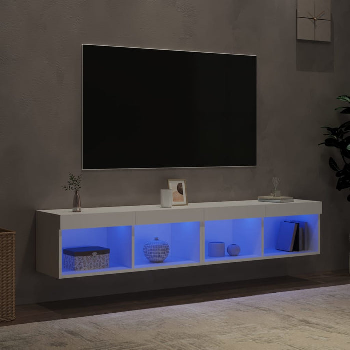 Comode TV cu lumini LED, 2 buc., alb, 60x30x30 cm - WALTI WALTI