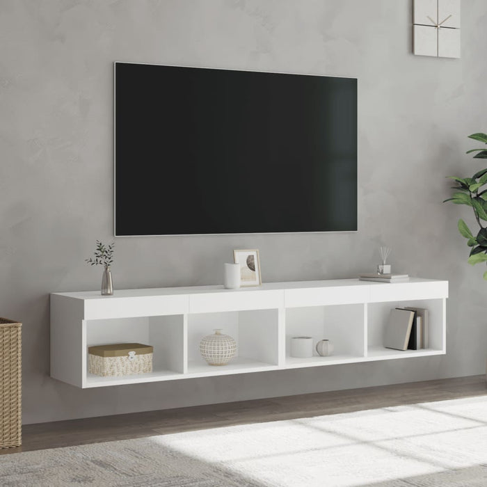 Comode TV cu lumini LED, 2 buc., alb, 60x30x30 cm - WALTI WALTI
