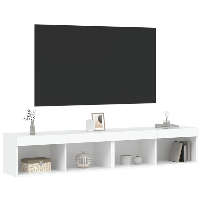 Comode TV cu lumini LED, 2 buc., alb, 60x30x30 cm - WALTI WALTI