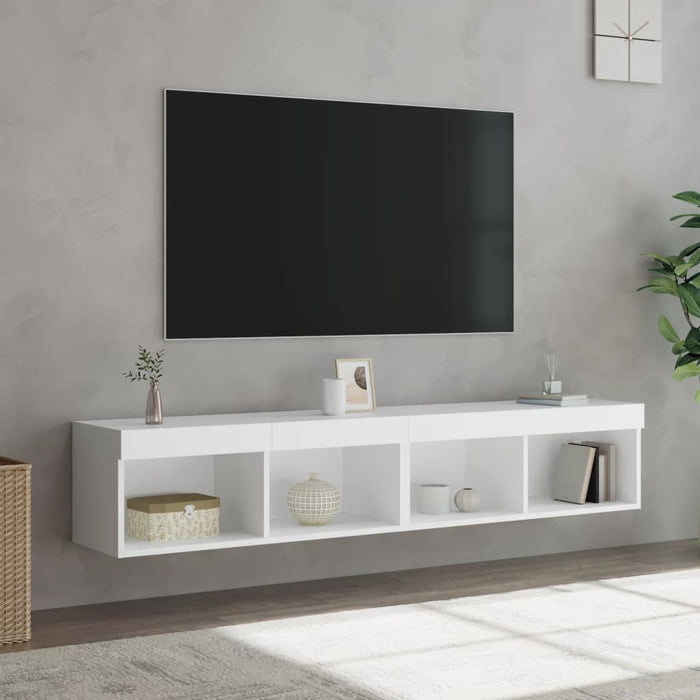 Comode TV cu lumini LED, 2 buc., alb, 60x30x30 cm - WALTI WALTI