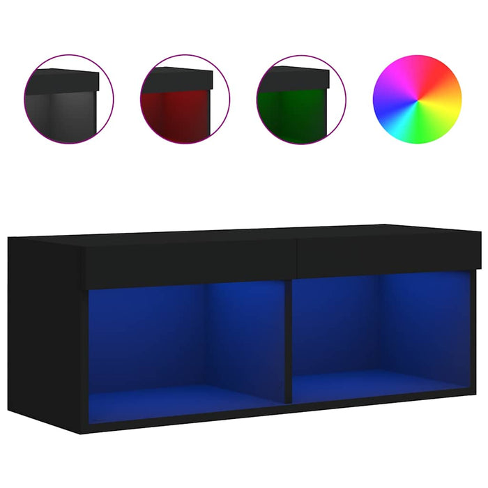 Comodă TV cu lumini LED, negru, 80x30x30 cm - WALTI WALTI