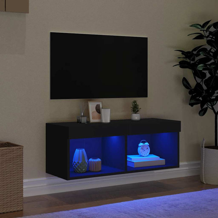 Comodă TV cu lumini LED, negru, 80x30x30 cm - WALTI WALTI