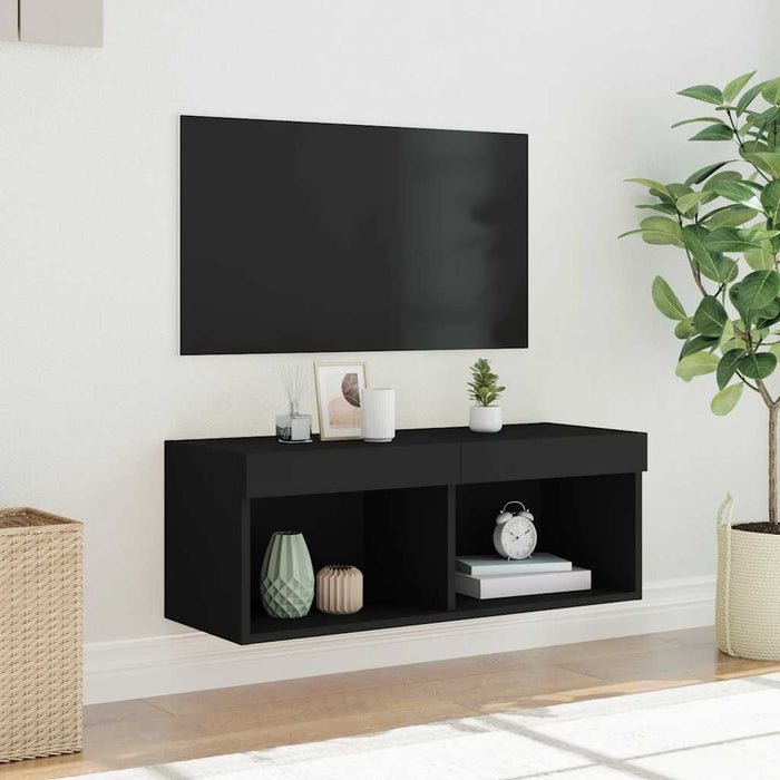 Comodă TV cu lumini LED, negru, 80x30x30 cm - WALTI WALTI