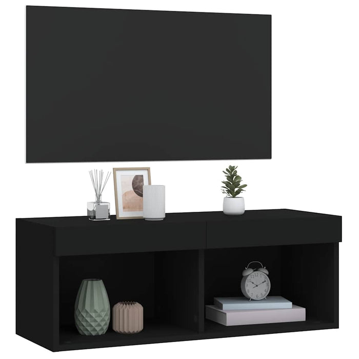 Comodă TV cu lumini LED, negru, 80x30x30 cm - WALTI WALTI