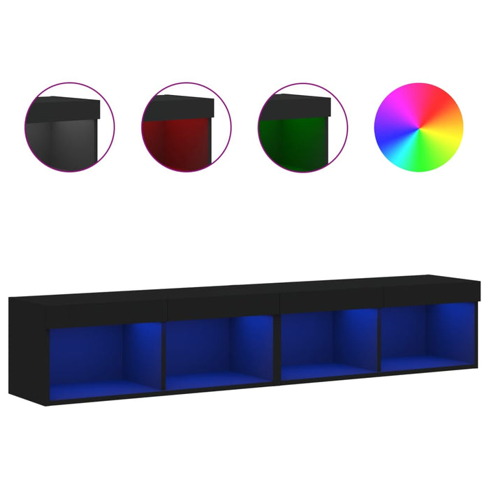 Comode TV cu lumini LED, 2 buc., negru, 60x30x30 cm WALTI