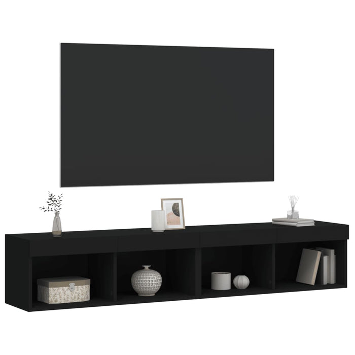 Comode TV cu lumini LED, 2 buc., negru, 60x30x30 cm WALTI