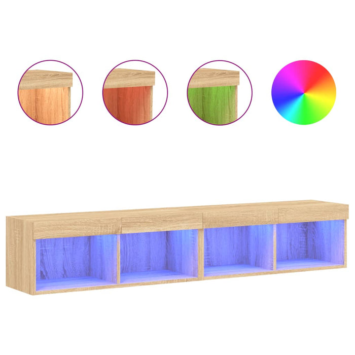Comode TV cu lumini LED, 2 buc., stejar sonoma, 80x30x30 cm - WALTI WALTI
