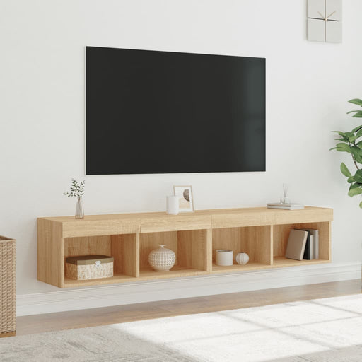 Comode TV cu lumini LED, 2 buc., stejar sonoma, 80x30x30 cm - WALTI WALTI