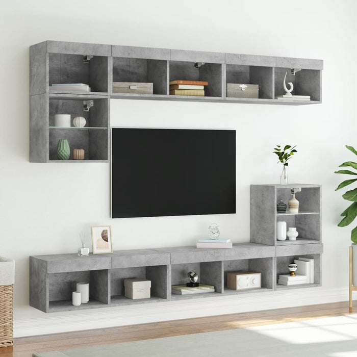 Comodă TV cu lumini LED, gri beton, 80x30x30 cm - WALTI WALTI