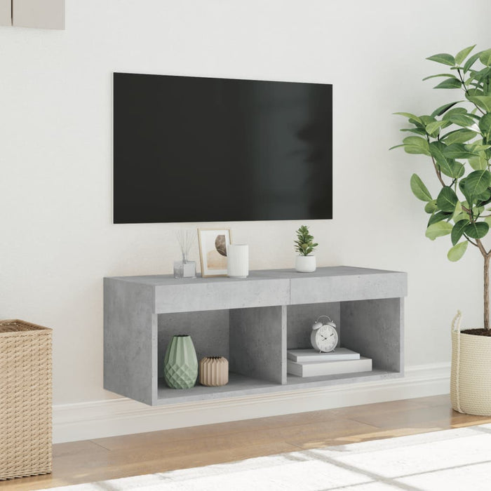 Comodă TV cu lumini LED, gri beton, 80x30x30 cm - WALTI WALTI