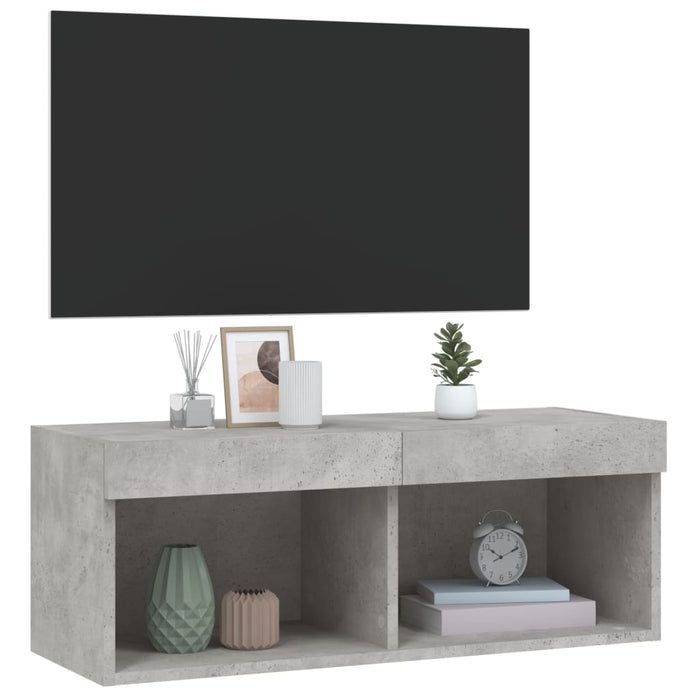 Comodă TV cu lumini LED, gri beton, 80x30x30 cm - WALTI WALTI