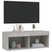 Comodă TV cu lumini LED, gri beton, 80x30x30 cm - WALTI WALTI