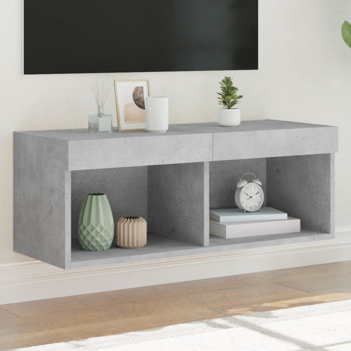 Comodă TV cu lumini LED, gri beton, 80x30x30 cm - WALTI WALTI