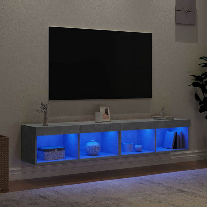 Comode TV cu lumini LED, 2 buc., gri beton, 80x30x30 cm - WALTI WALTI