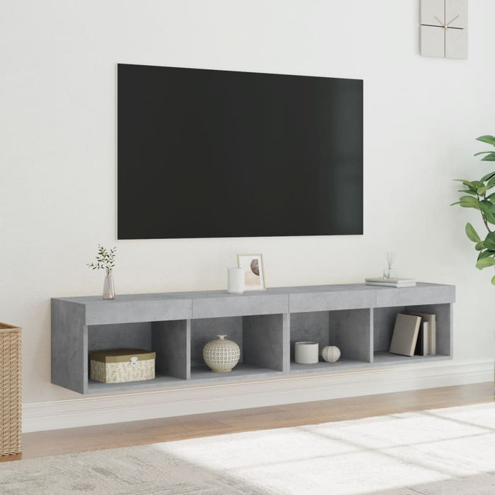 Comode TV cu lumini LED, 2 buc., gri beton, 80x30x30 cm - WALTI WALTI
