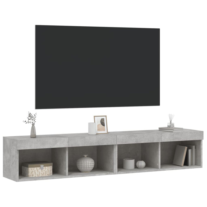 Comode TV cu lumini LED, 2 buc., gri beton, 80x30x30 cm - WALTI WALTI