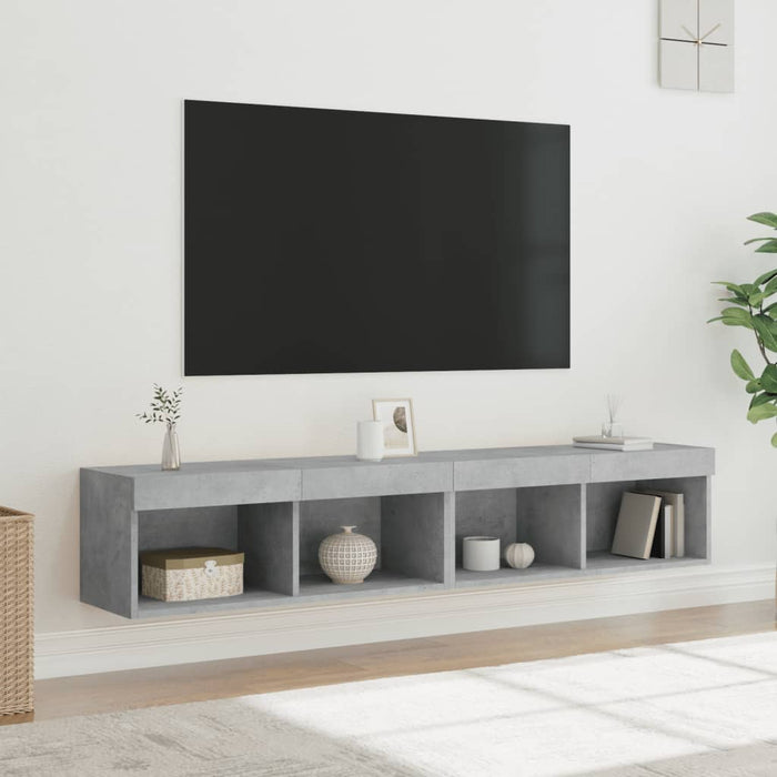 Comode TV cu lumini LED, 2 buc., gri beton, 80x30x30 cm - WALTI WALTI