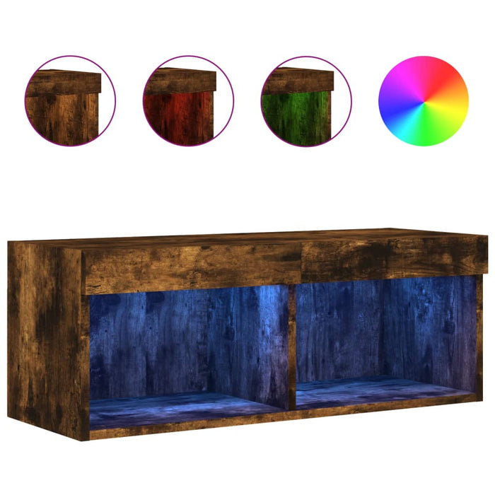 Comodă TV cu lumini LED, stejar fumuriu, 80x30x30 cm - WALTI WALTI