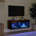 Comodă TV cu lumini LED, stejar fumuriu, 80x30x30 cm - WALTI WALTI
