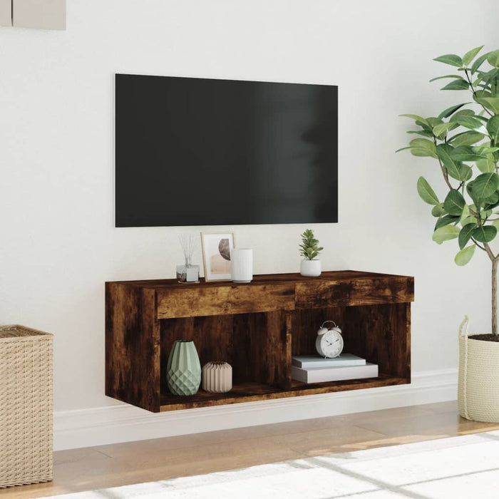 Comodă TV cu lumini LED, stejar fumuriu, 80x30x30 cm - WALTI WALTI