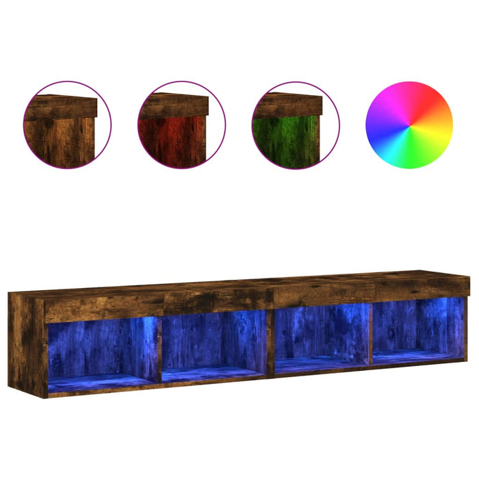 Comode TV cu lumini LED, stejar fumuriu, 80x30x30 cm WALTI