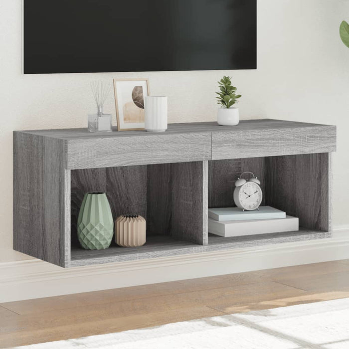 Comodă TV cu lumini LED, gri sonoma, 80x30x30 cm - WALTI WALTI