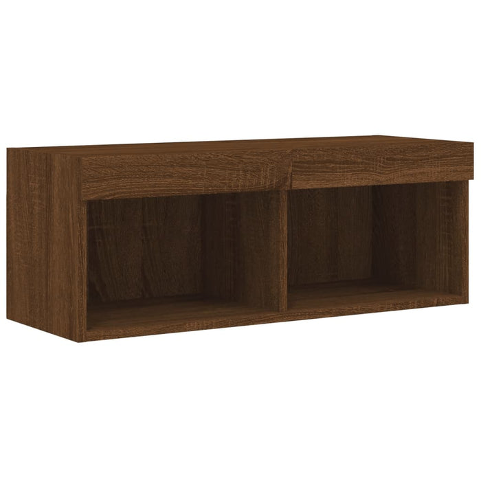 Comodă TV cu lumini LED, stejar maro, 80x30x30 cm WALTI