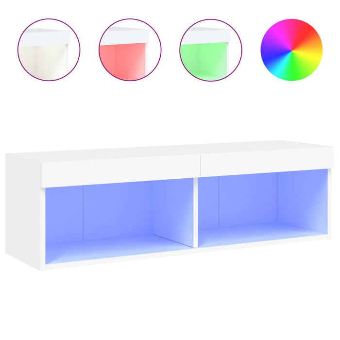 Comodă TV cu lumini LED, alb, 100x30x30 cm - WALTI WALTI