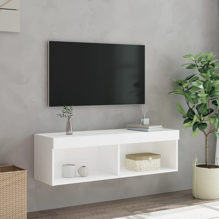 Comodă TV cu lumini LED, alb, 100x30x30 cm - WALTI WALTI
