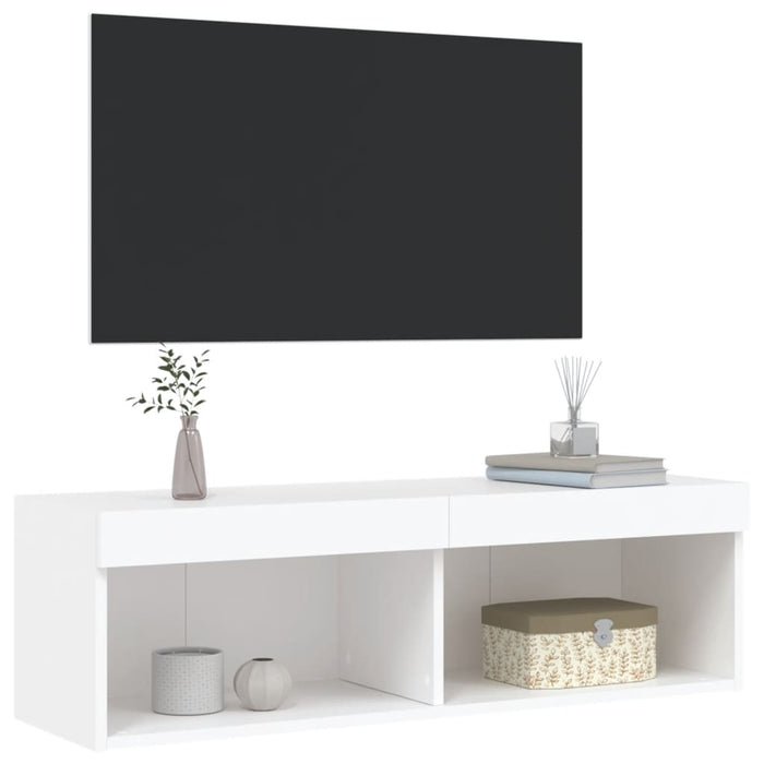 Comodă TV cu lumini LED, alb, 100x30x30 cm - WALTI WALTI
