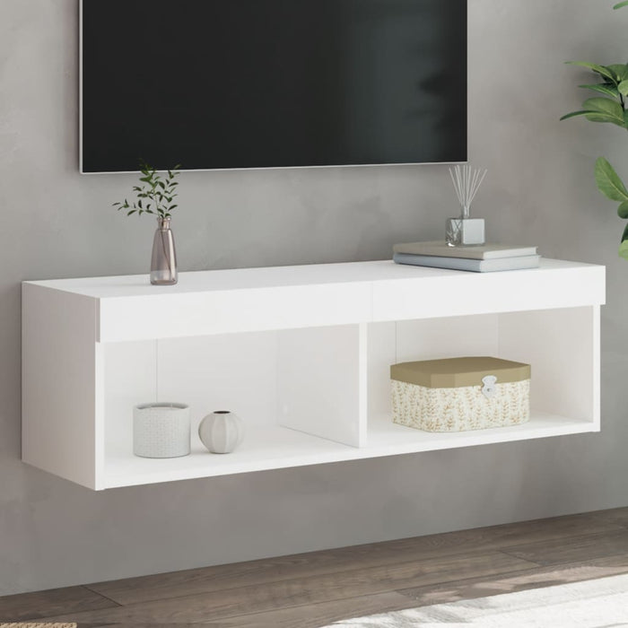 Comodă TV cu lumini LED, alb, 100x30x30 cm - WALTI WALTI