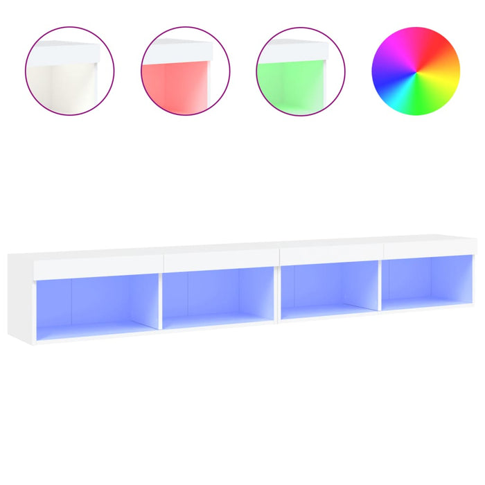 Comode TV cu lumini LED, 2 buc., alb, 100x30x30 cm - WALTI WALTI