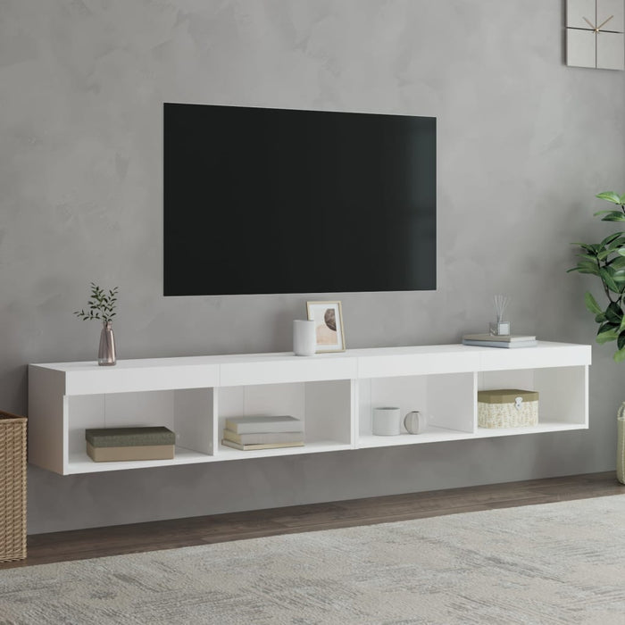Comode TV cu lumini LED, 2 buc., alb, 100x30x30 cm - WALTI WALTI