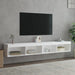 Comode TV cu lumini LED, 2 buc., alb, 100x30x30 cm - WALTI WALTI