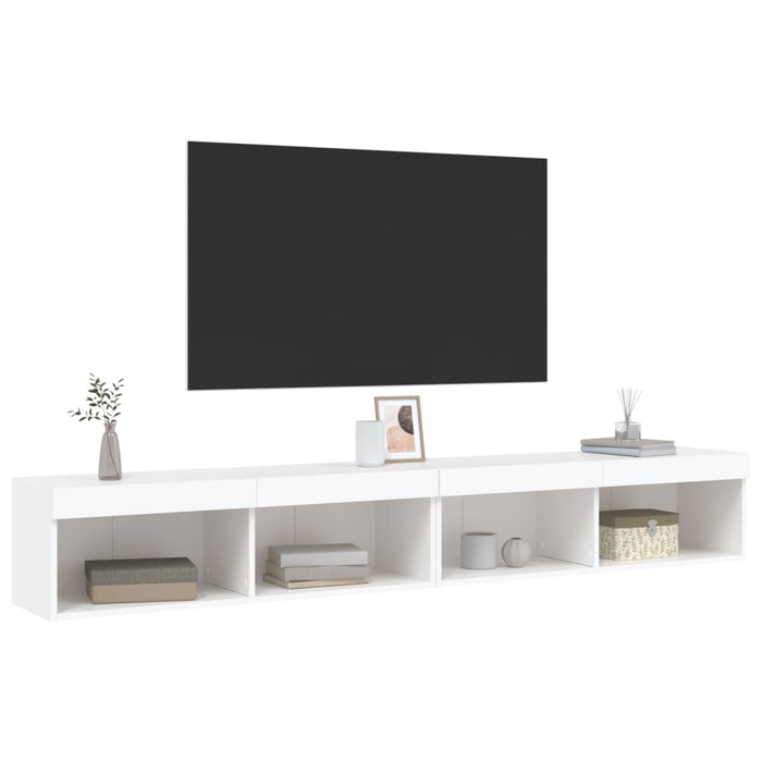 Comode TV cu lumini LED, 2 buc., alb, 100x30x30 cm - WALTI WALTI